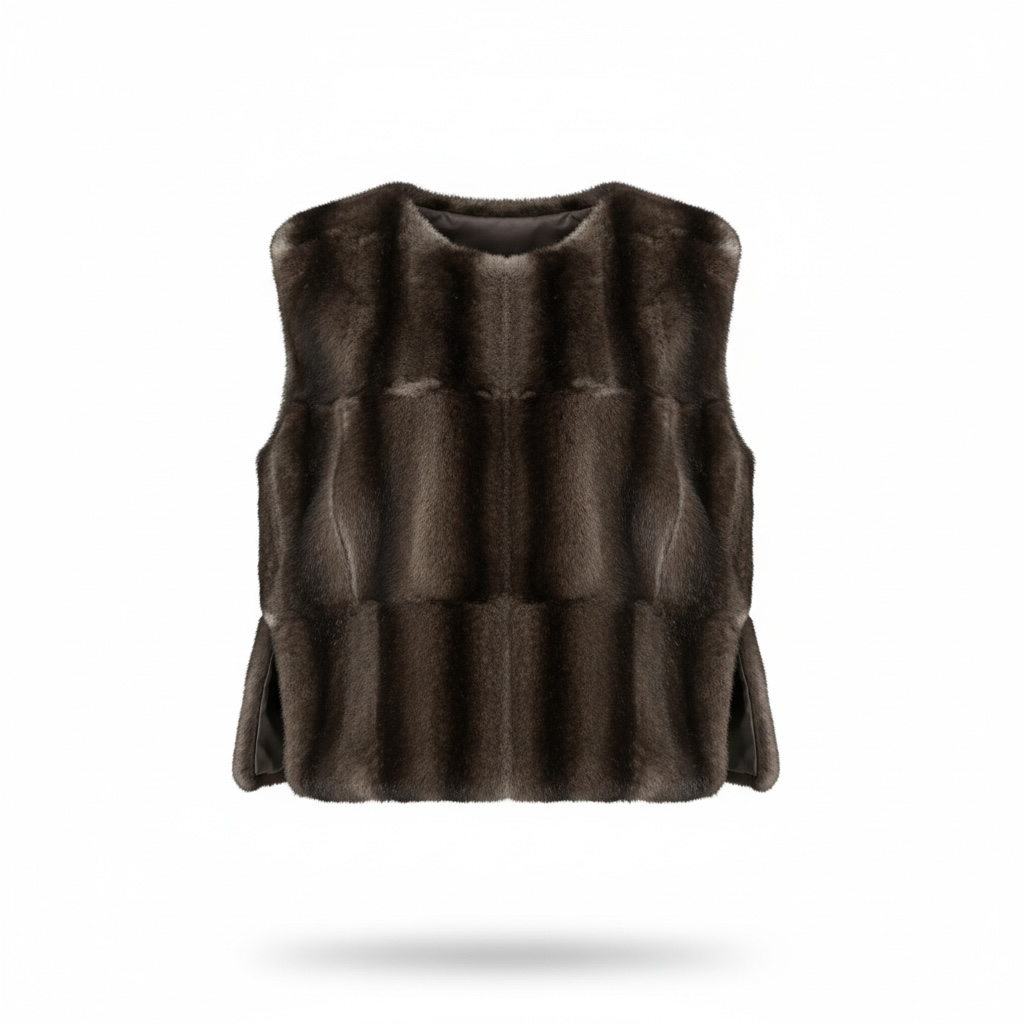 PLASTRON ECO-FOURRURE VISON GRIS/NOIR COURT đ«đ·