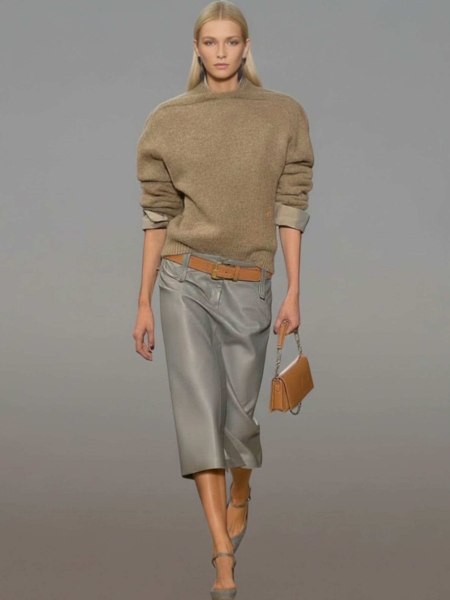 POCHETTE GEMMA CUIR CAMEL