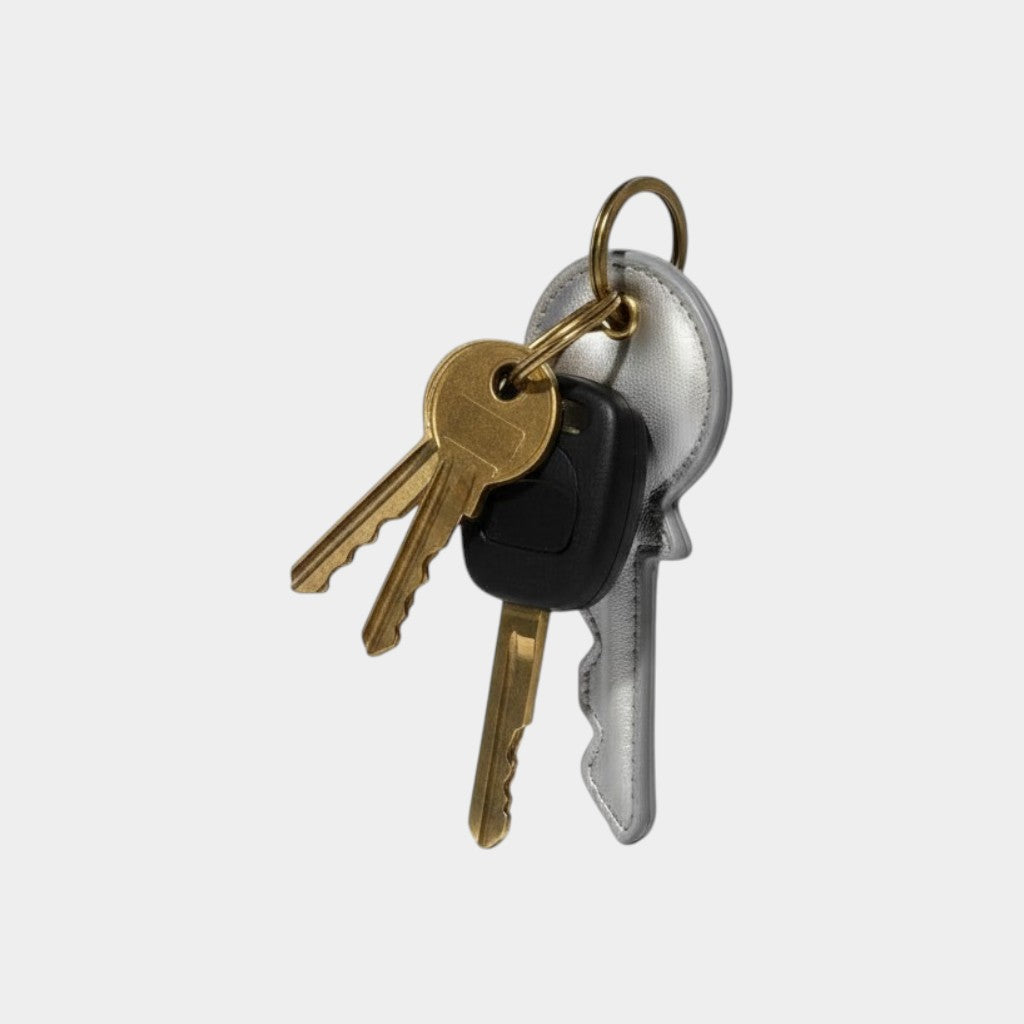 PORTE-CLÉS « KEY » CUIR ARGENT