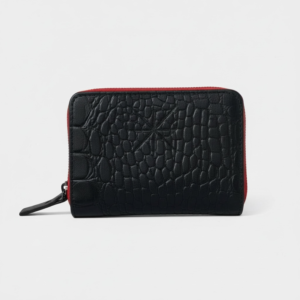 COMPAGNON CROCO CUIR NOIR