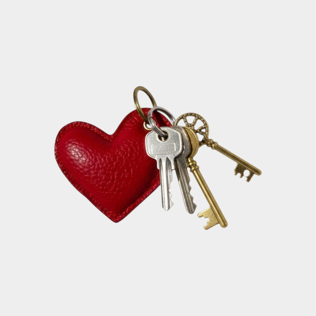 PORTE-CLÉS CUIR COEUR ROUGE